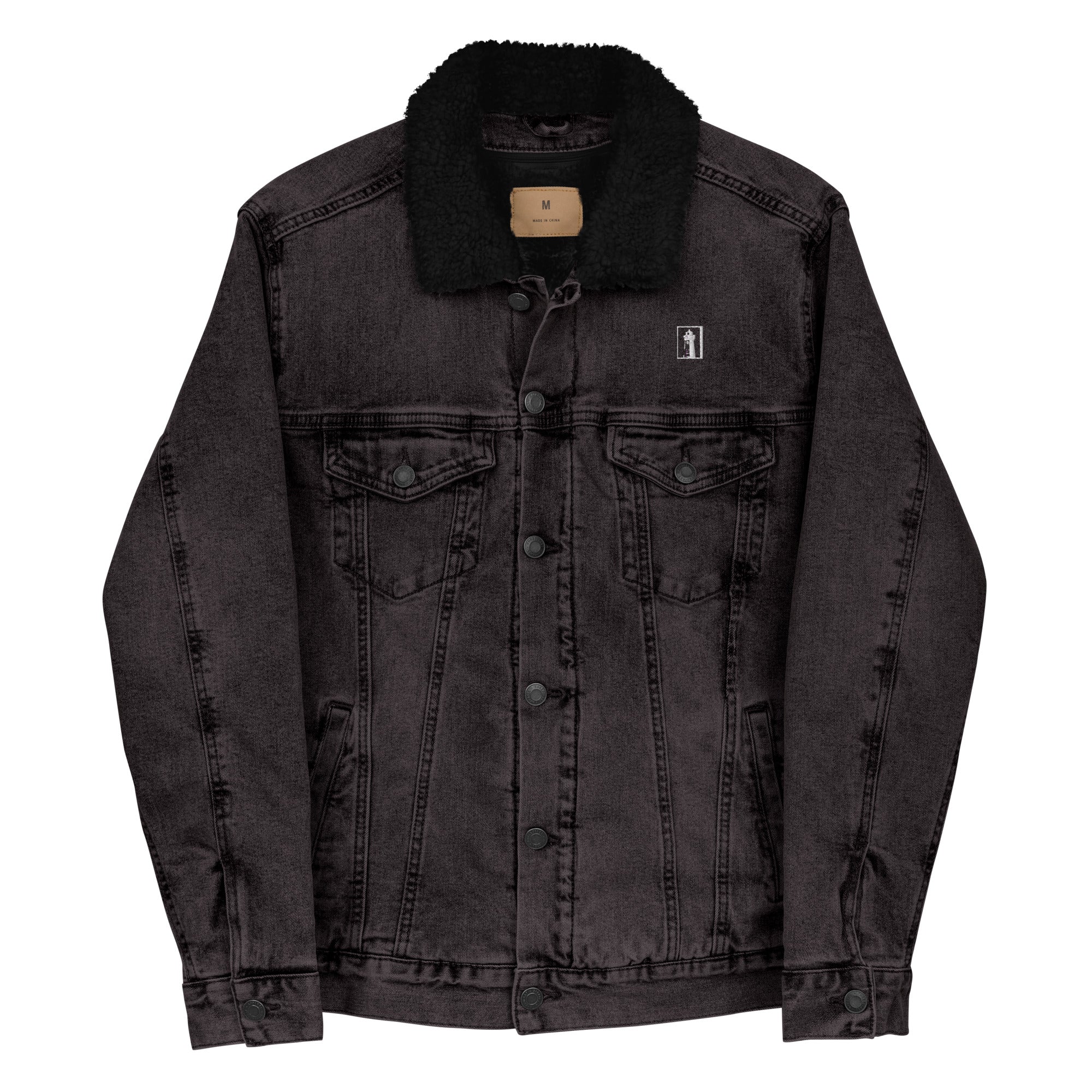 Calvin Klein Jeans sherpa lined denim jacket in black | ASOS